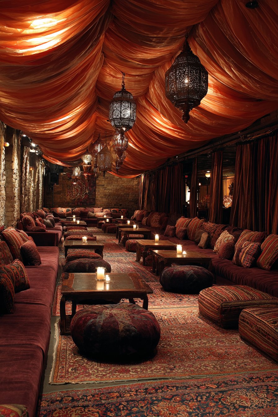 Draped Tent Ceiling with Enveloping Warmth