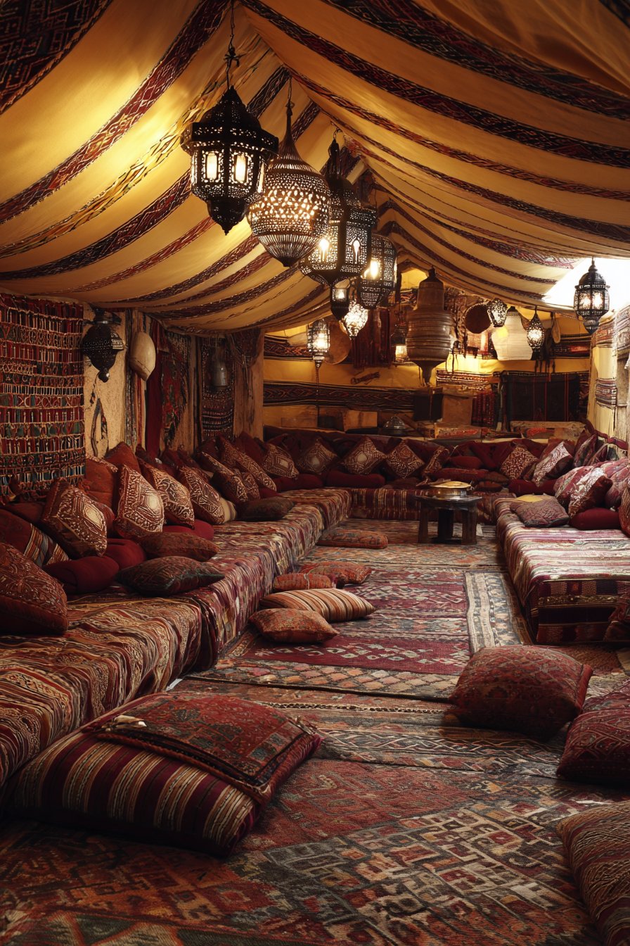 Draped Tent Ceiling with Enveloping Warmth