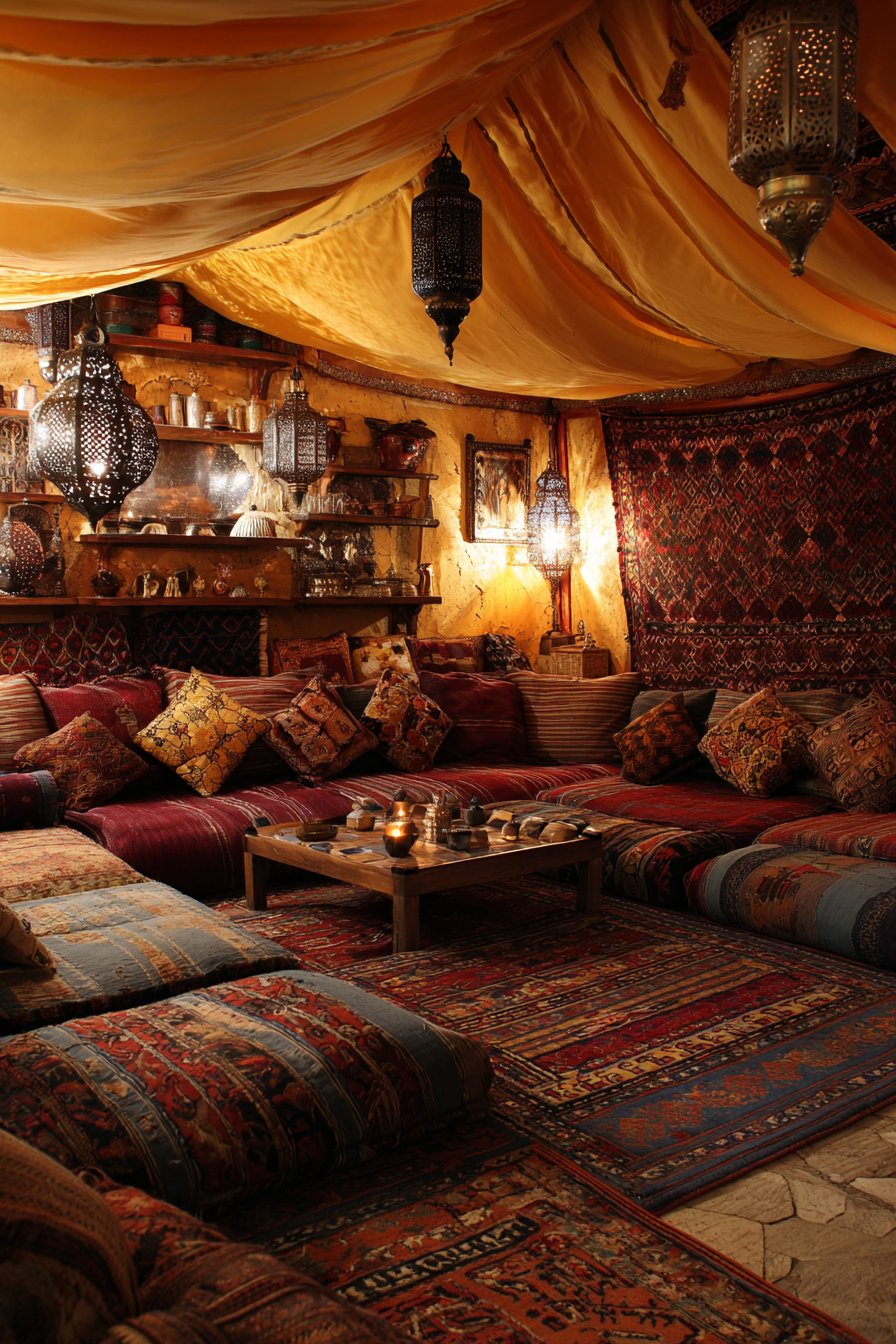 Draped Tent Ceiling with Enveloping Warmth