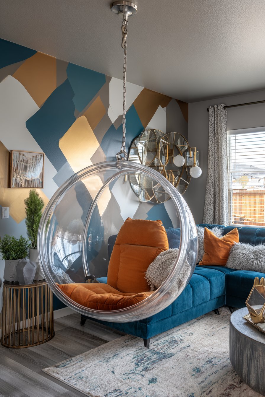 Suspended Bubble Chair with Contemporary Sculptural Focus