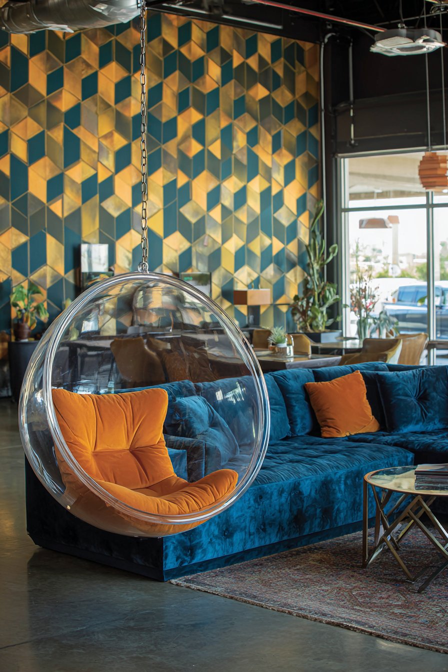 Suspended Bubble Chair with Contemporary Sculptural Focus