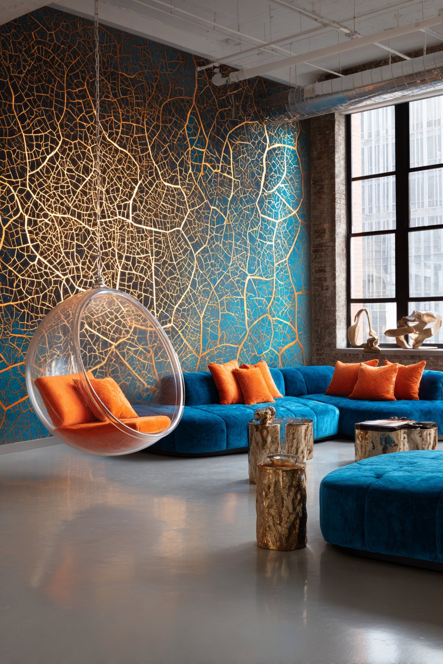 Suspended Bubble Chair with Contemporary Sculptural Focus