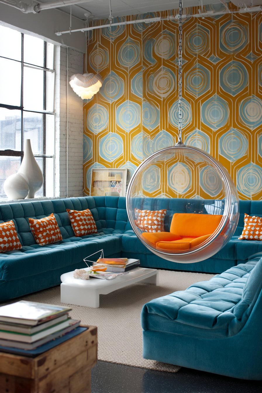 Suspended Bubble Chair with Contemporary Sculptural Focus