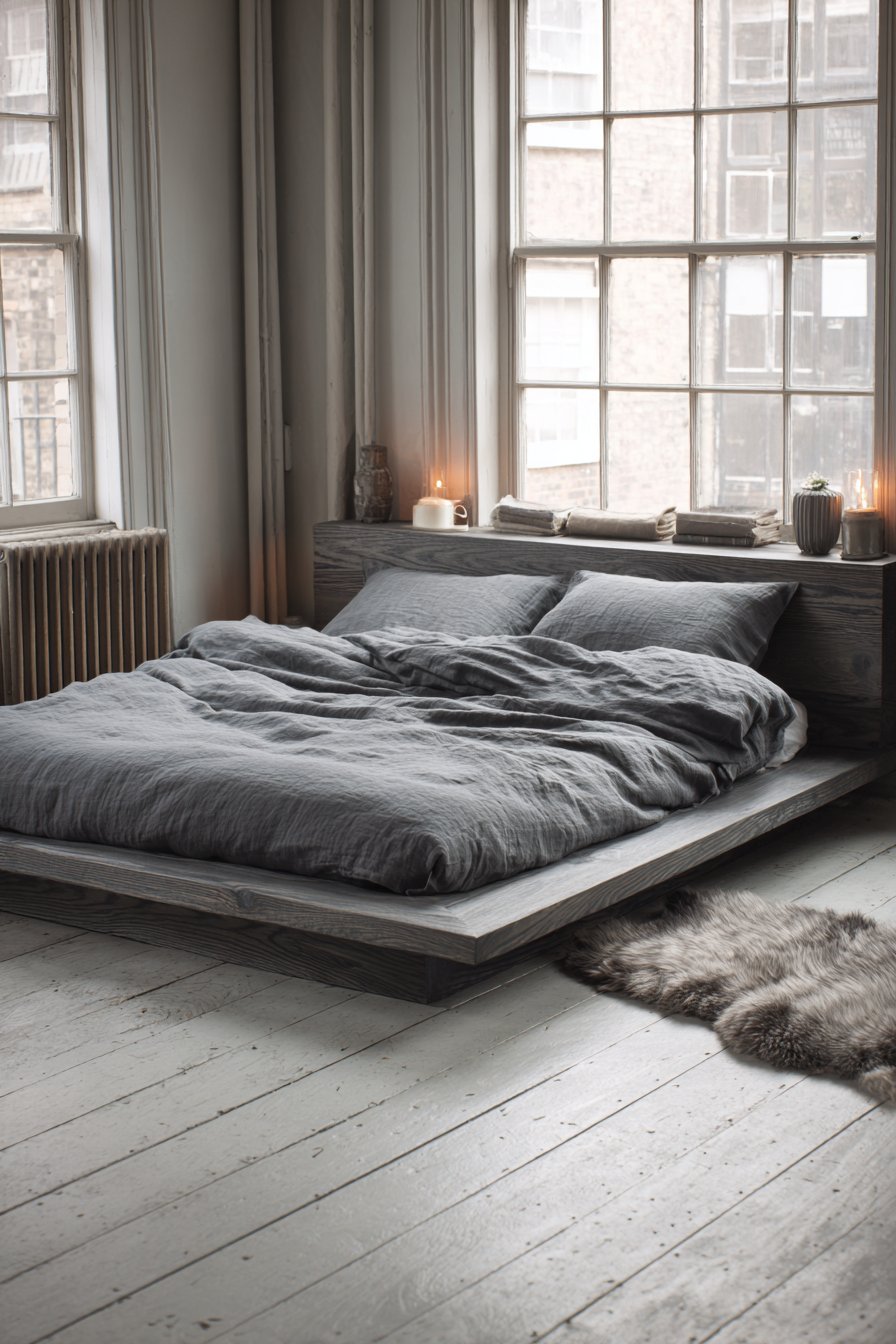 Scandinavian-Inspired Grey Bedroom Emphasizing Simplicity