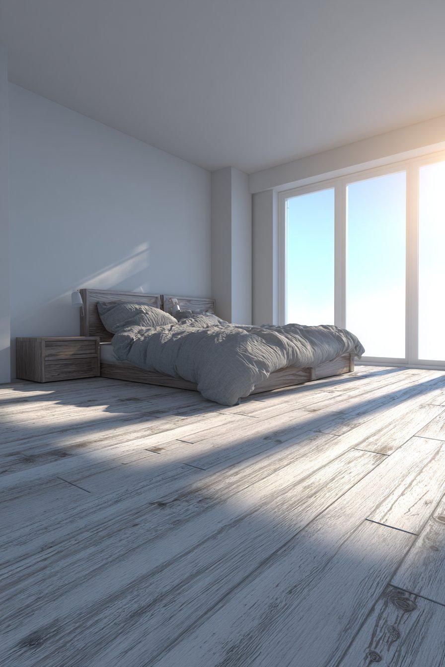 Scandinavian-Inspired Grey Bedroom Emphasizing Simplicity
