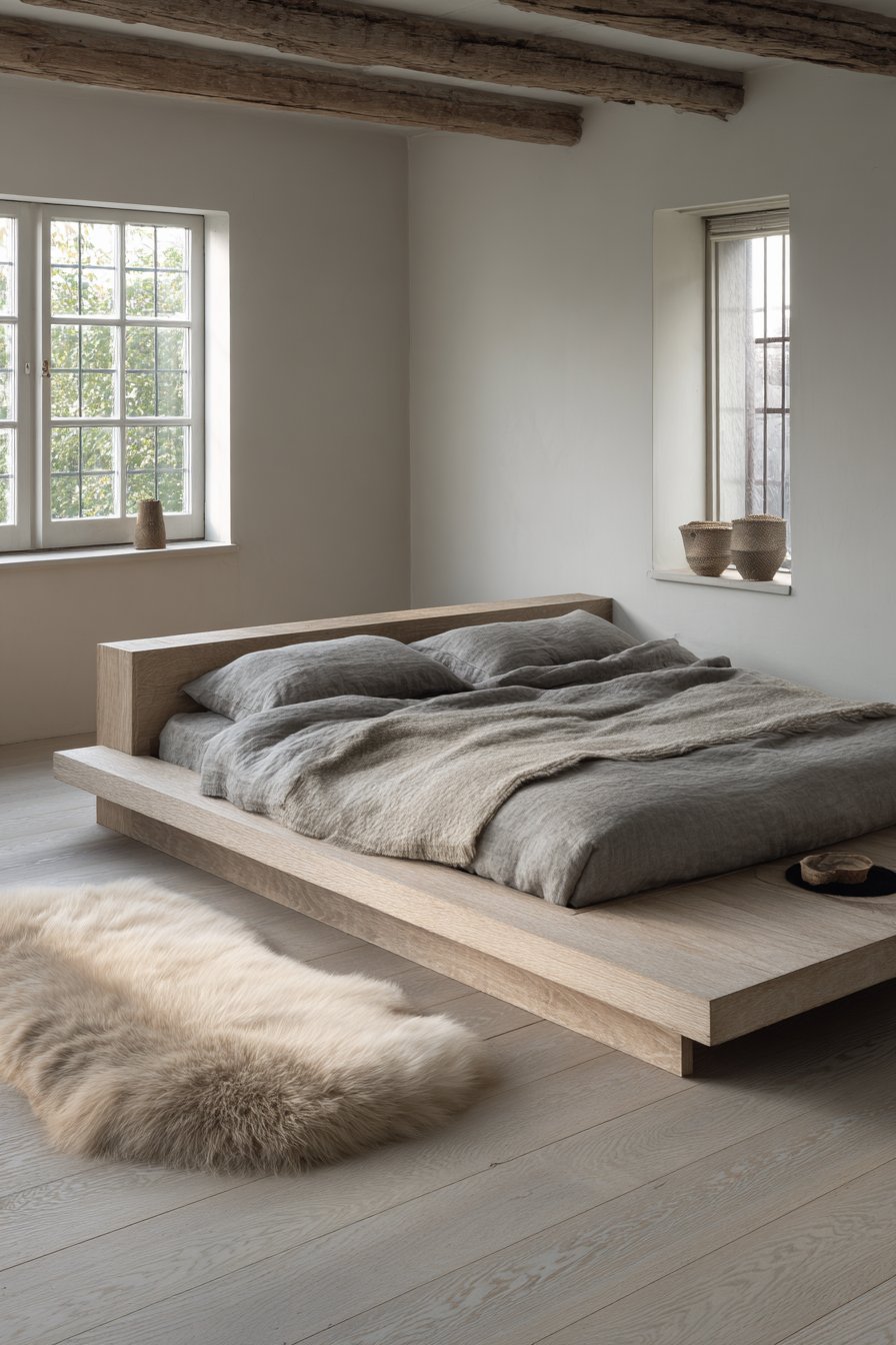 Scandinavian-Inspired Grey Bedroom Emphasizing Simplicity