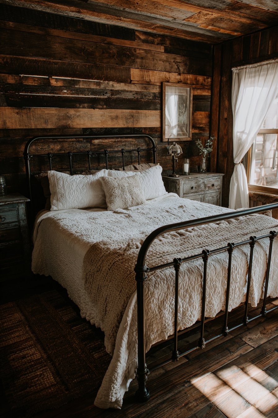 Farmhouse Comfort with Distressed Black Metal Simplicity