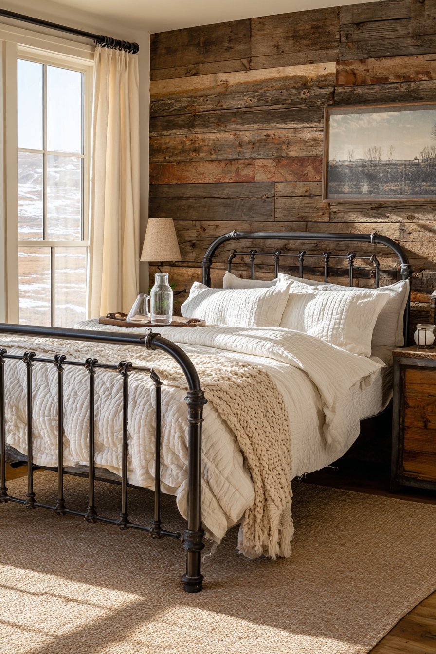 Farmhouse Comfort with Distressed Black Metal Simplicity