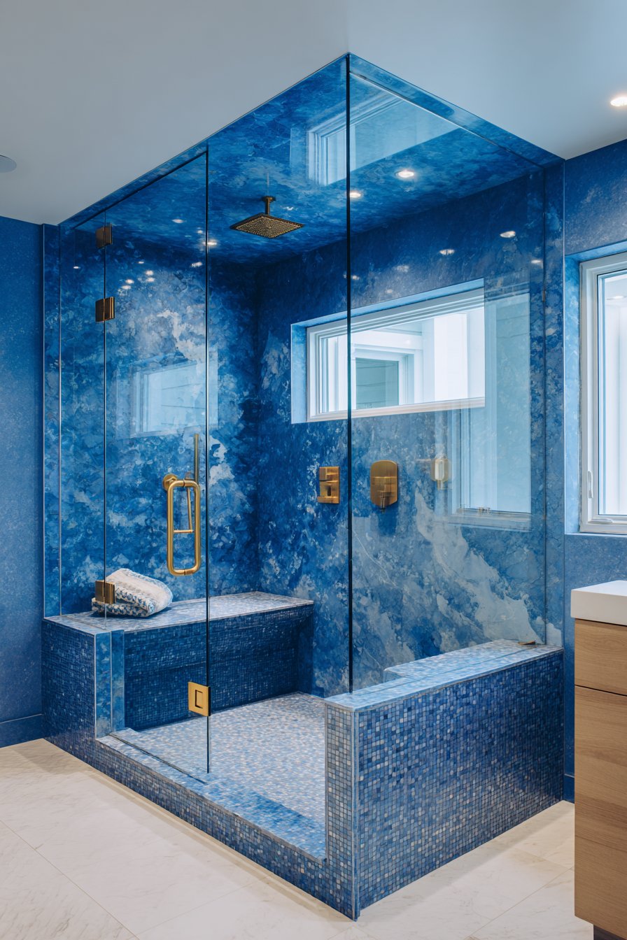 Sophisticated Marble-Look Shower