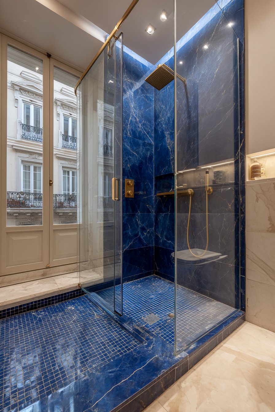 Sophisticated Marble-Look Shower
