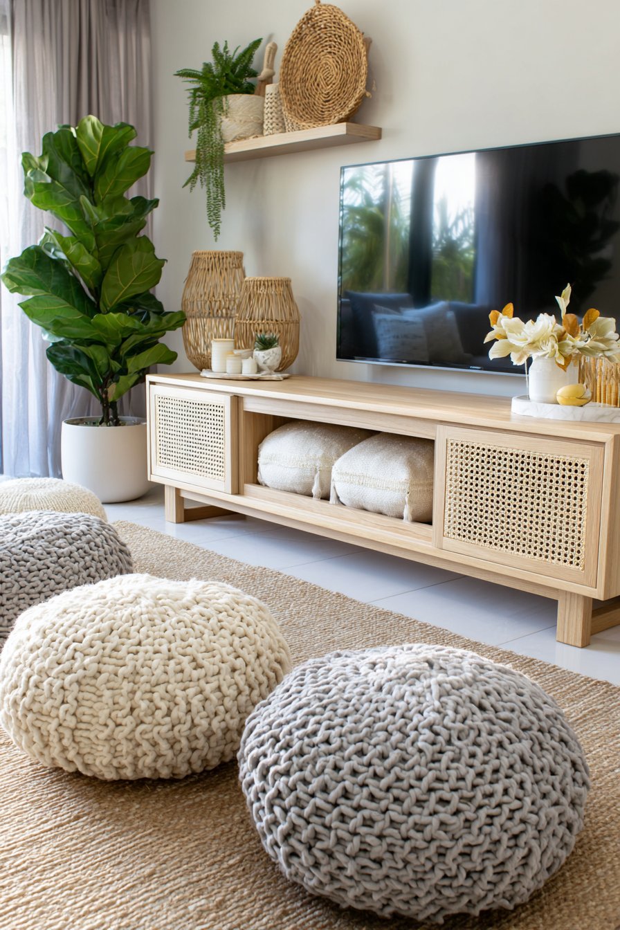 Functional Entertainment Area with Natural Materials