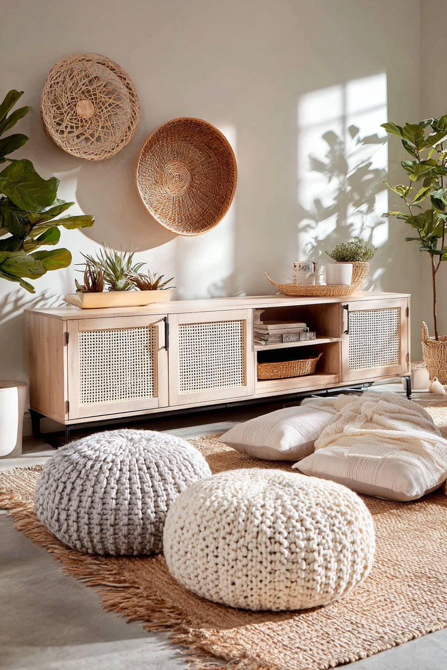 Functional Entertainment Area with Natural Materials