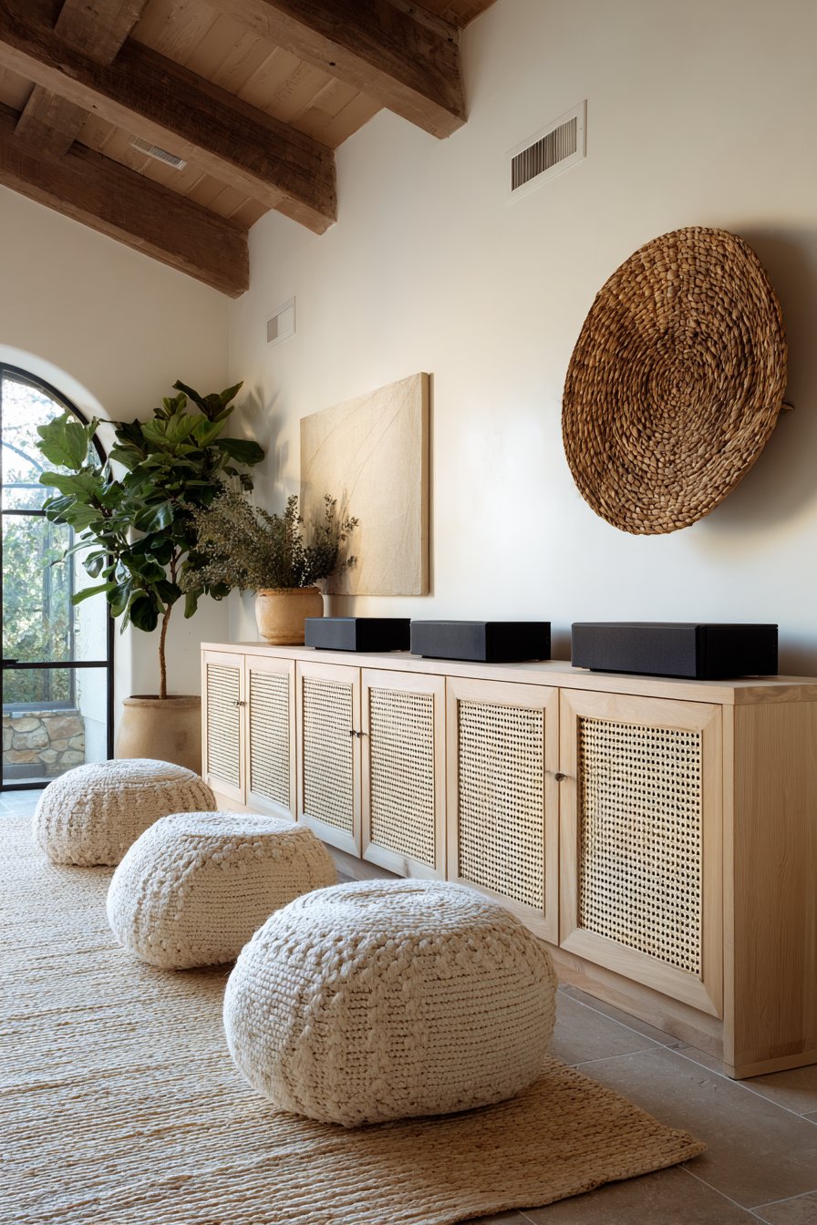 Functional Entertainment Area with Natural Materials