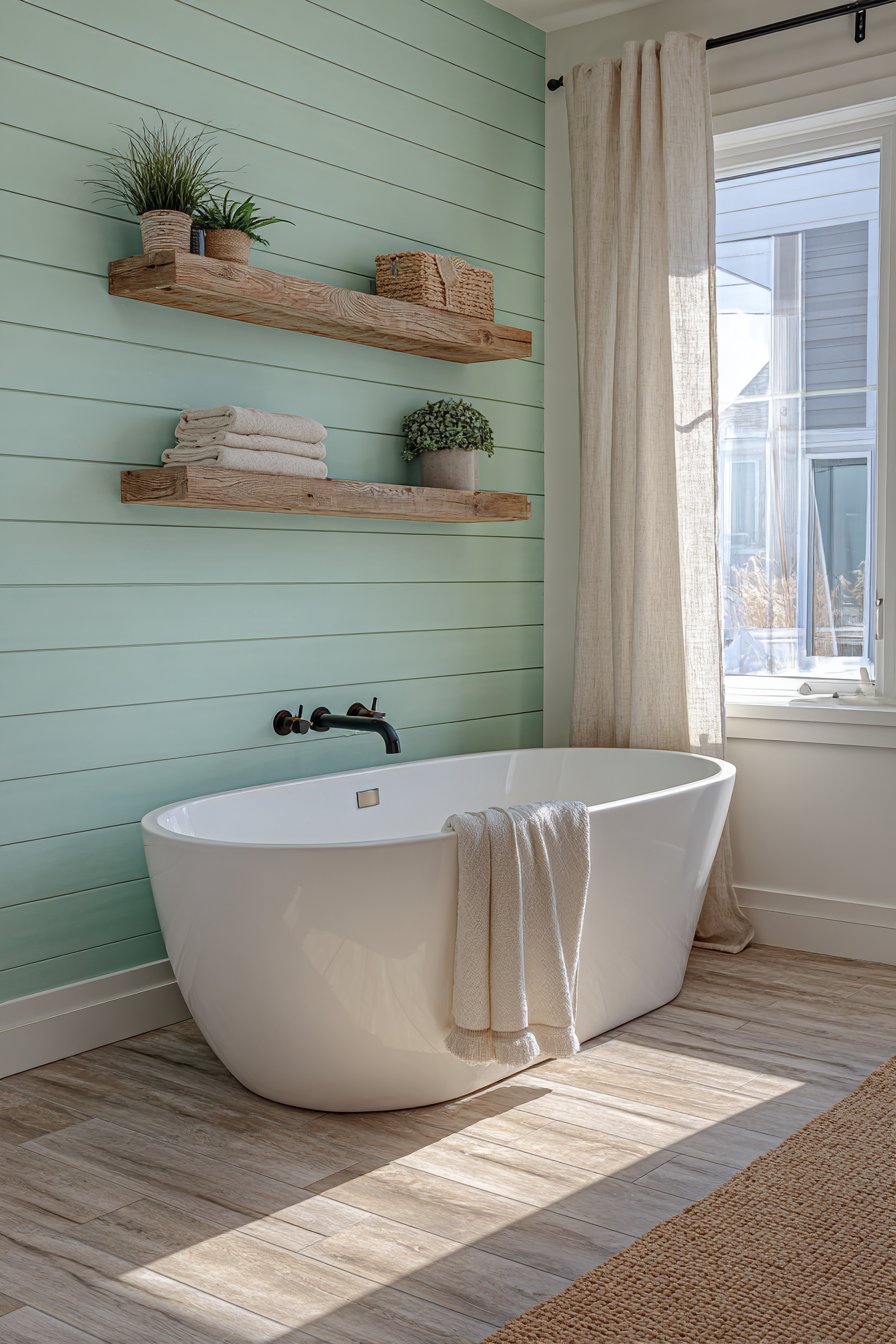 Sage Green Serenity with Natural Wood Accents