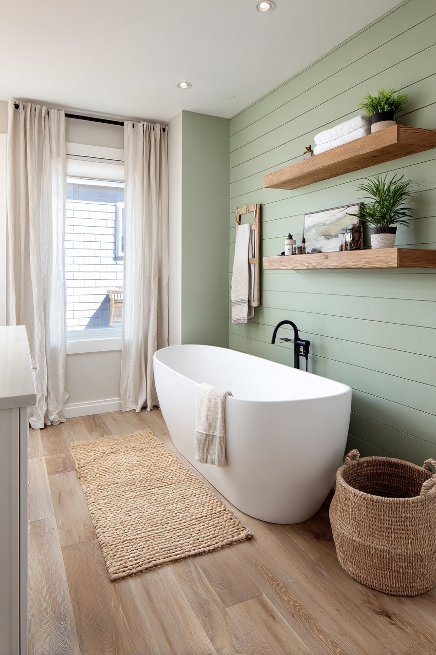 Sage Green Serenity with Natural Wood Accents