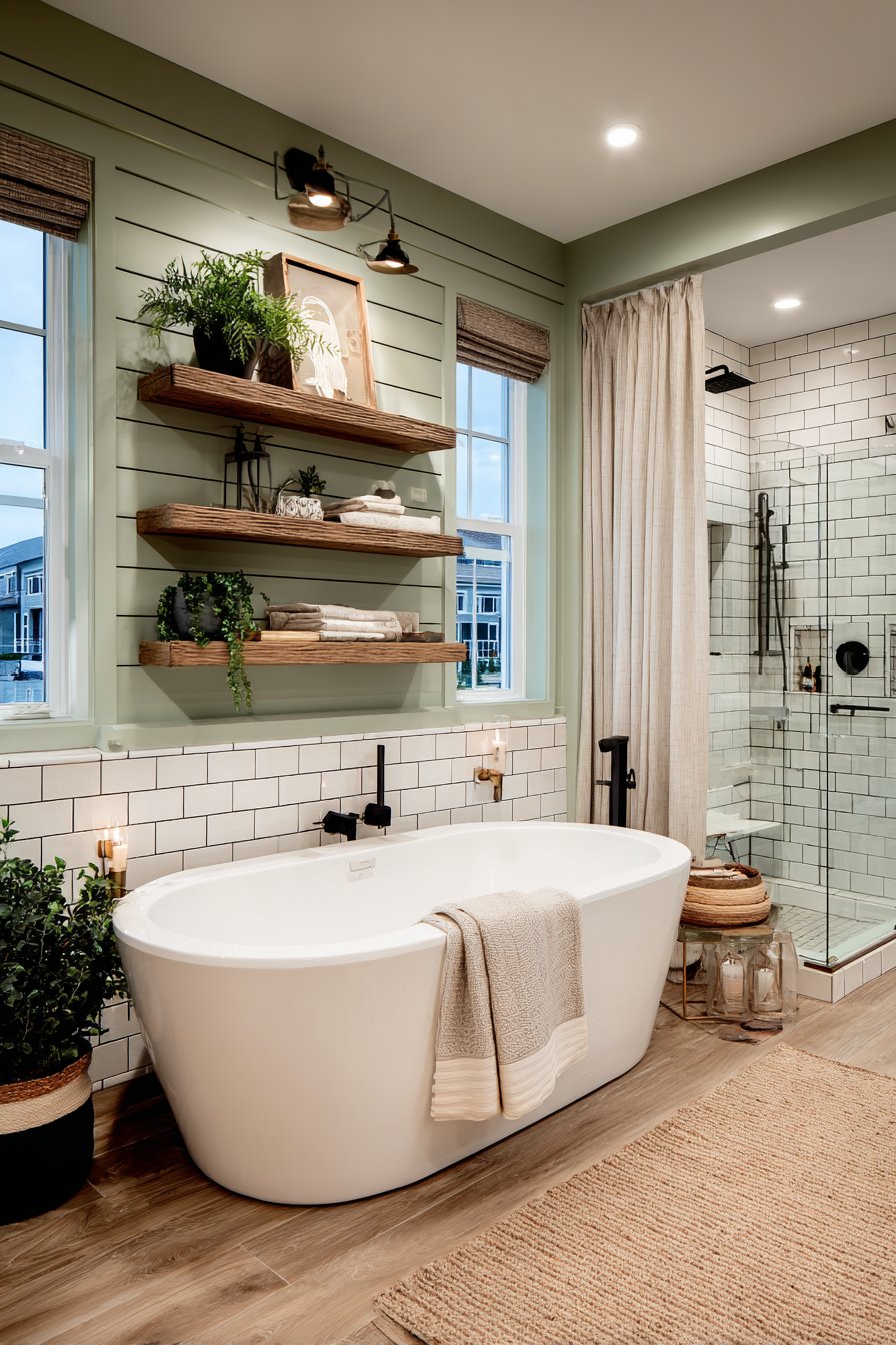 Sage Green Serenity with Natural Wood Accents