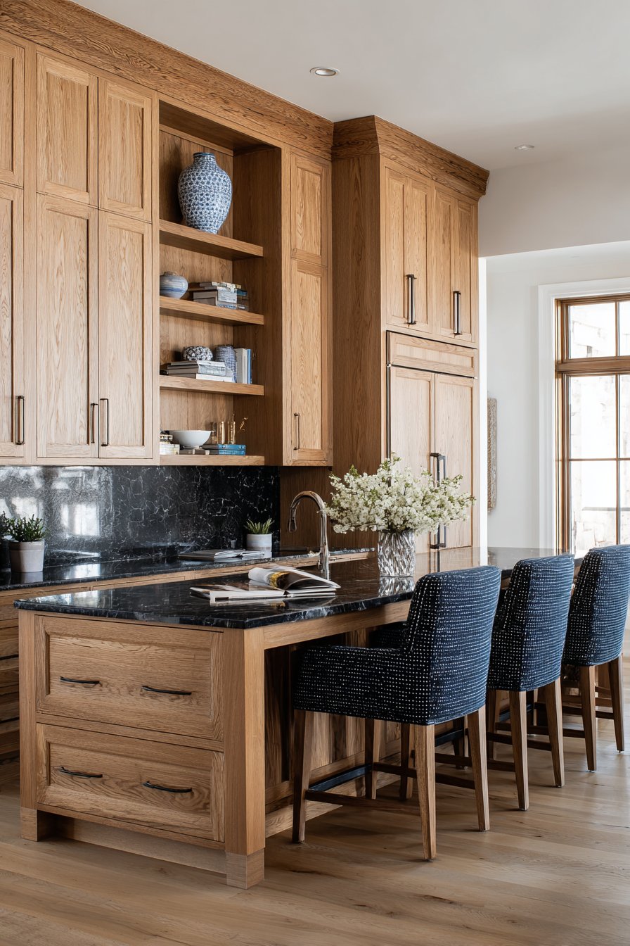 Family-Friendly Oak Kitchen with Built-In Functionality
