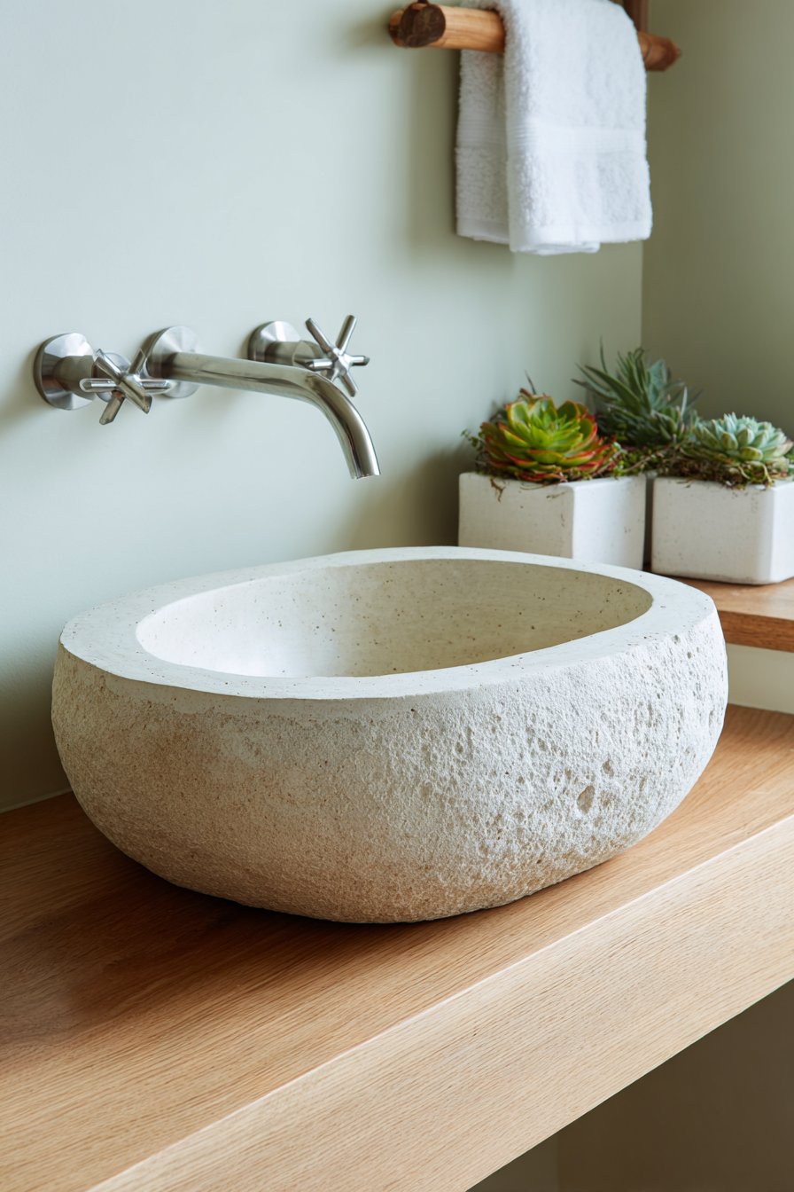 Refined Scandinavian Bathroom with Custom Concrete Sink