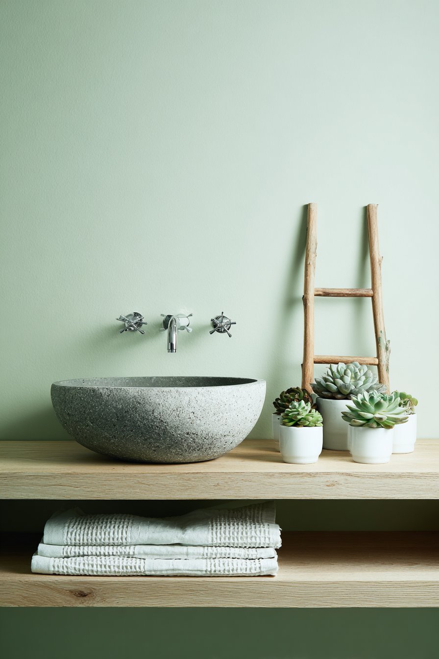Refined Scandinavian Bathroom with Custom Concrete Sink