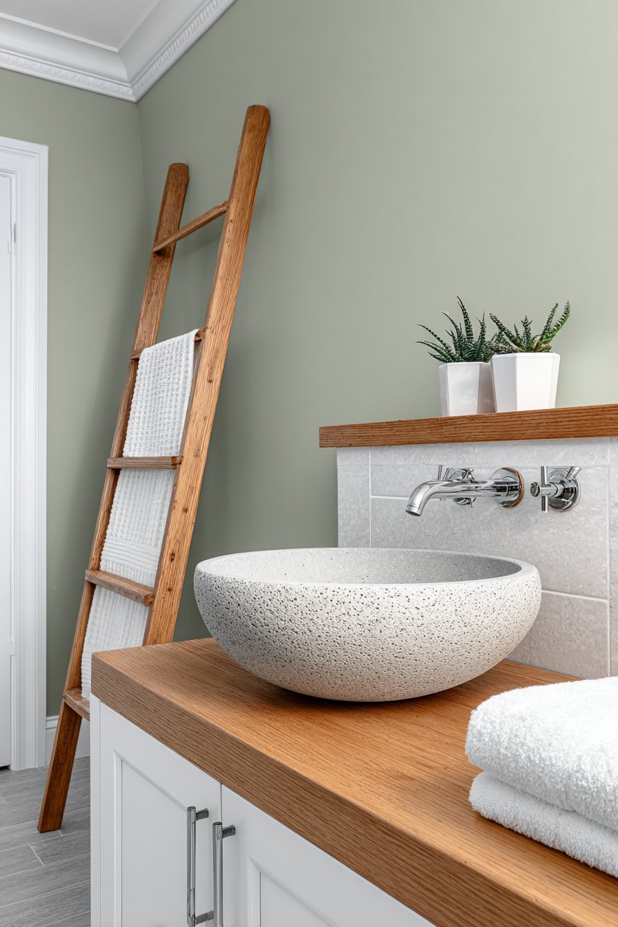 Refined Scandinavian Bathroom with Custom Concrete Sink