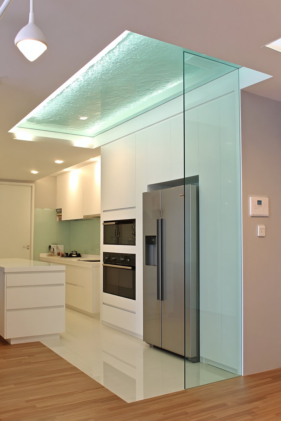 Minimalist Design with Floating Glass Panel