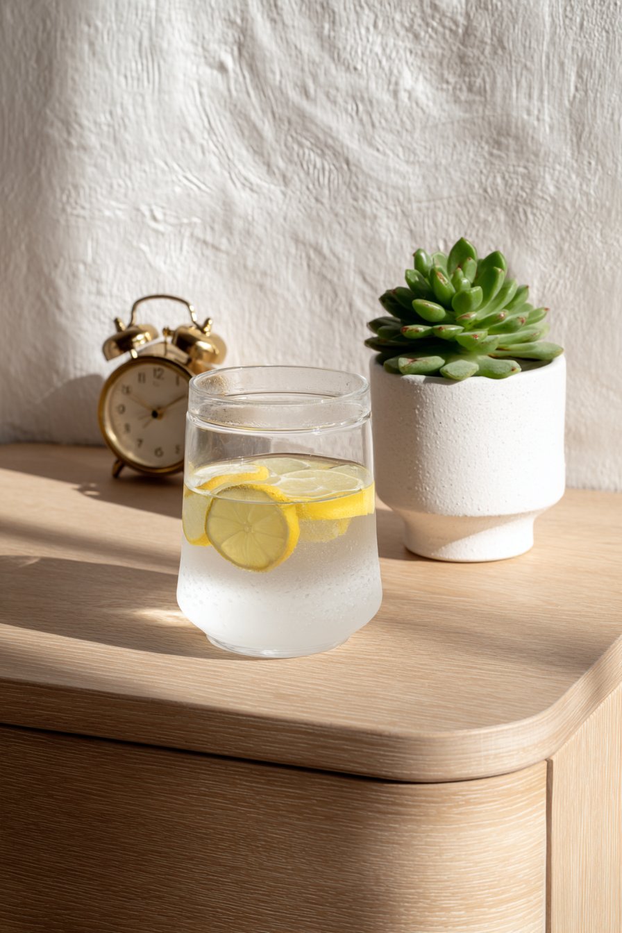 Minimalist Bedside Vignette with Organic Elements