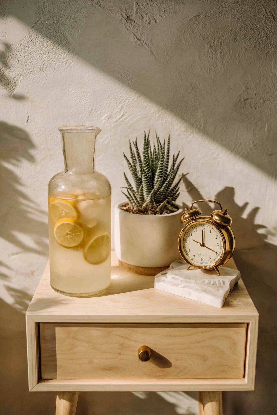 Minimalist Bedside Vignette with Organic Elements