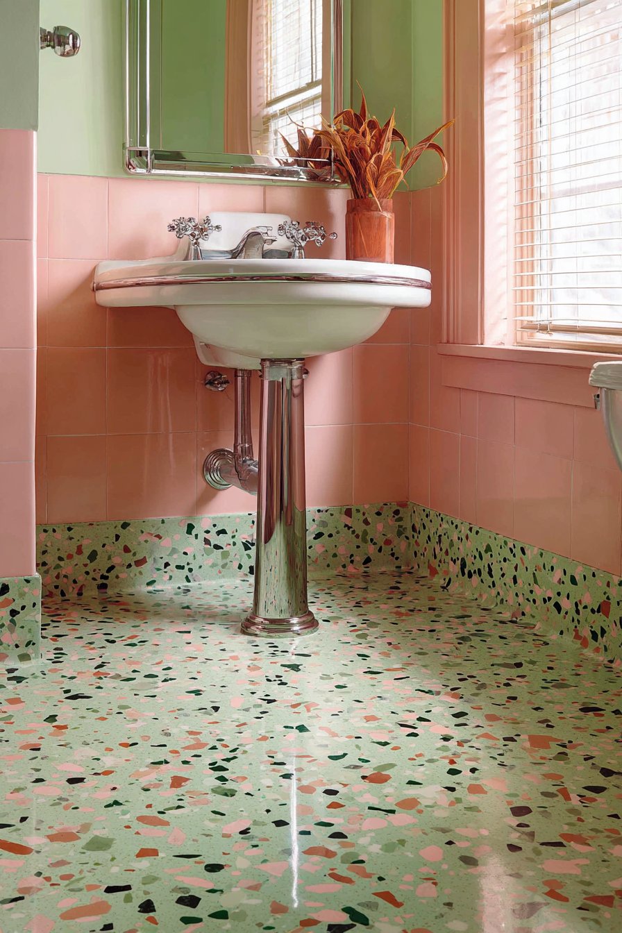 Mid-Century Modern Mint Green Vintage Terrazzo