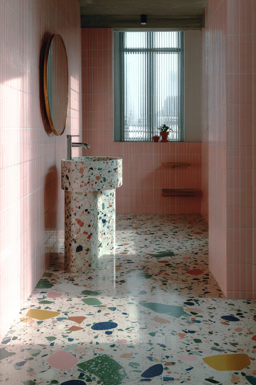 Mid-Century Modern Mint Green Vintage Terrazzo