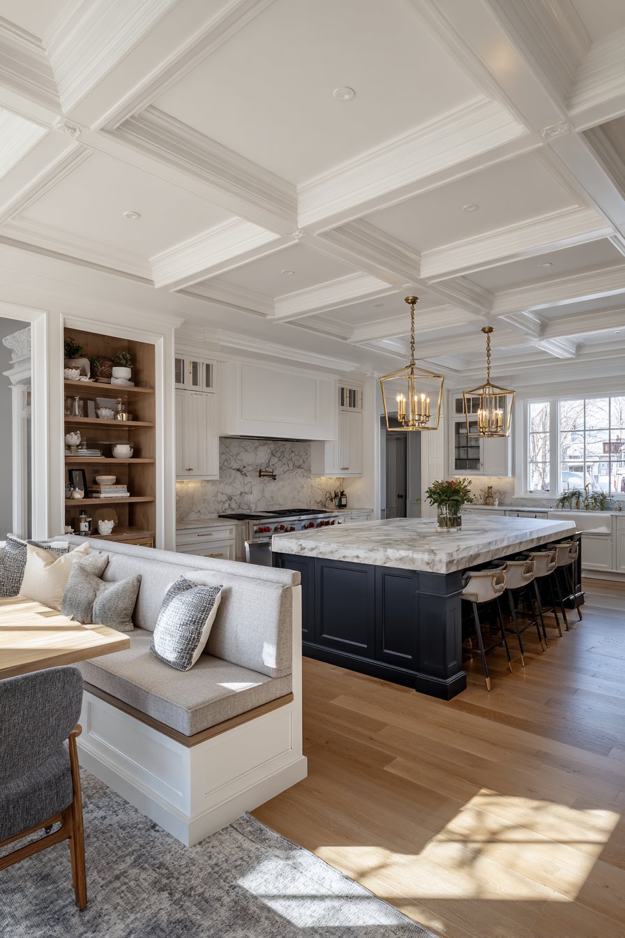 Breakfast Nook Charm with Navy Blue Sophistication