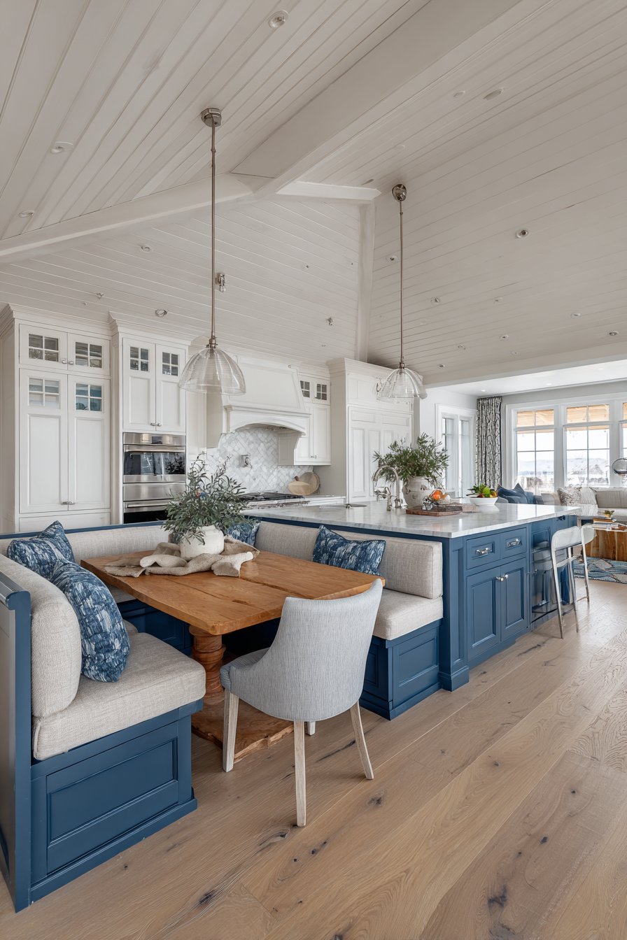 Breakfast Nook Charm with Navy Blue Sophistication