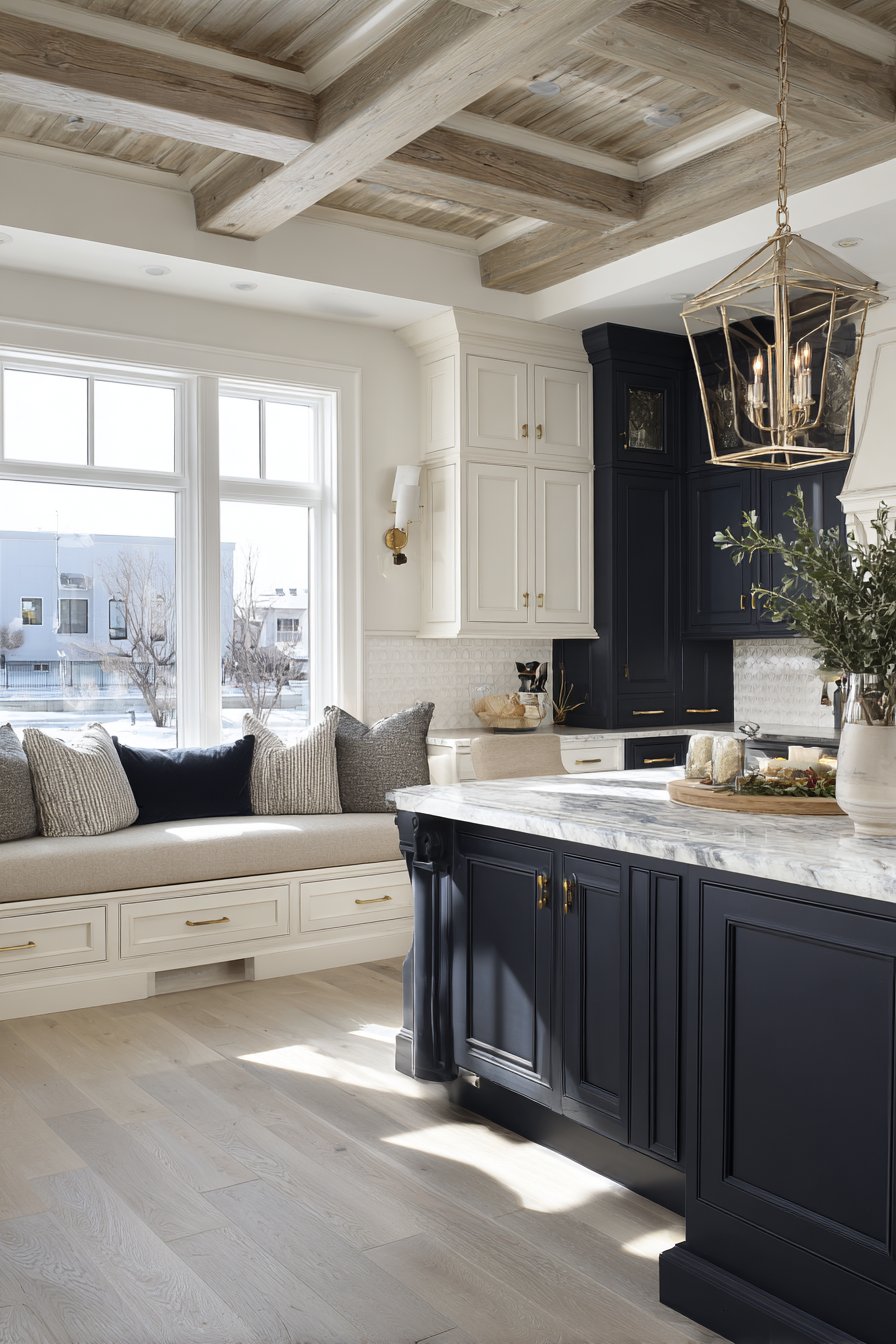 Breakfast Nook Charm with Navy Blue Sophistication