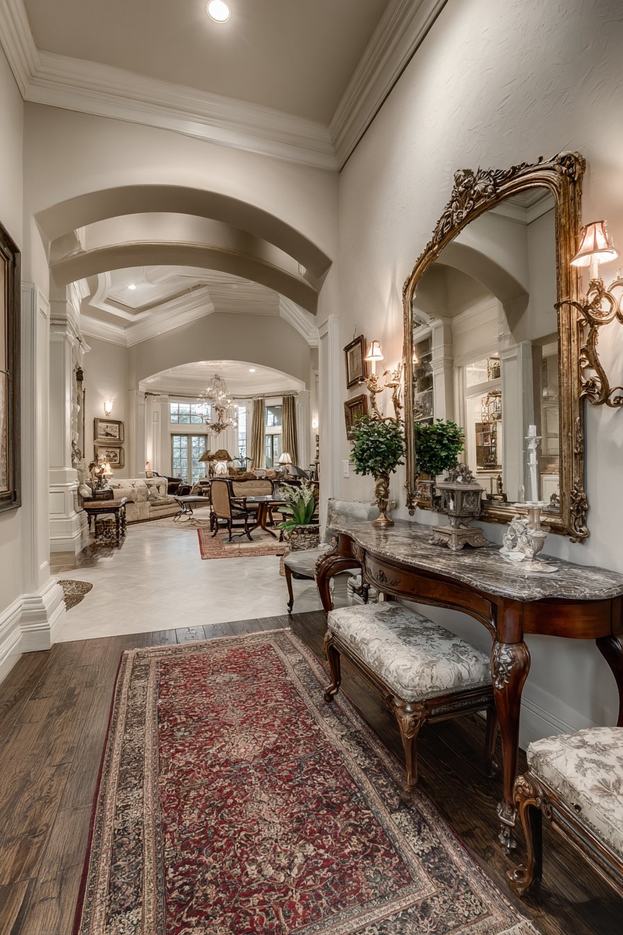  Formal Entryway Transition with Console Table Elegance