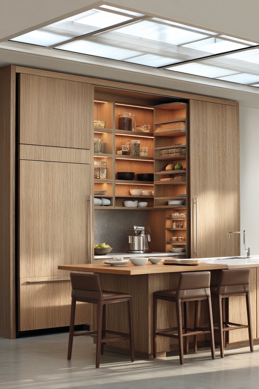 Contemporary Oak Kitchen with Vertical Grain