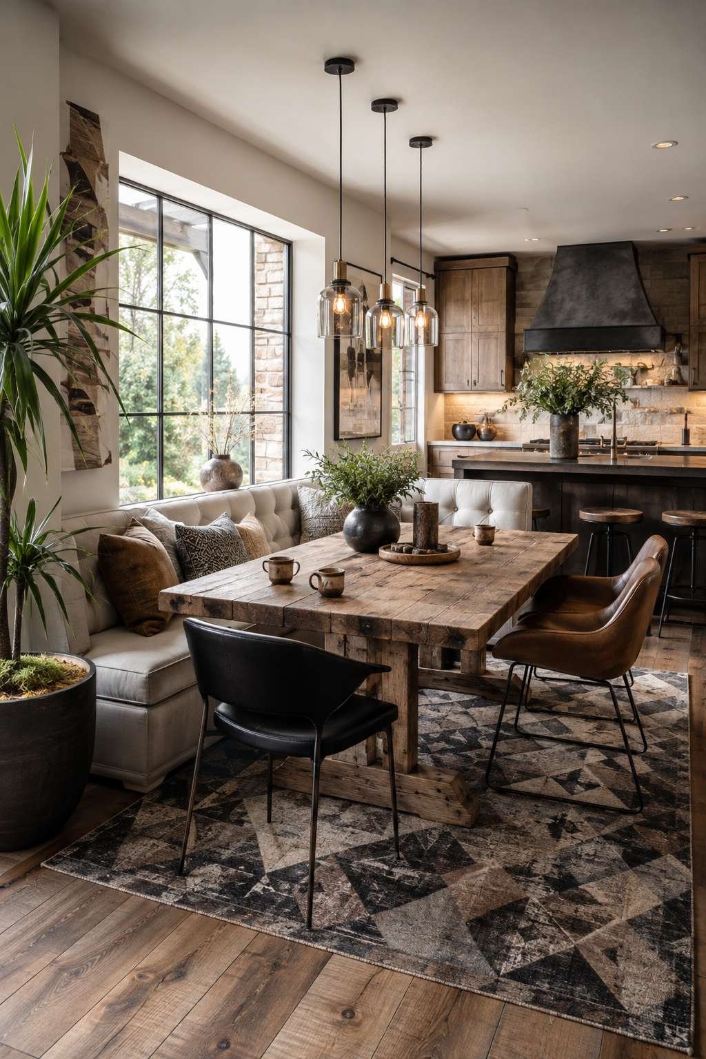The Exposed-Brick Range Chimney Kitchen: Rustic Grandeur