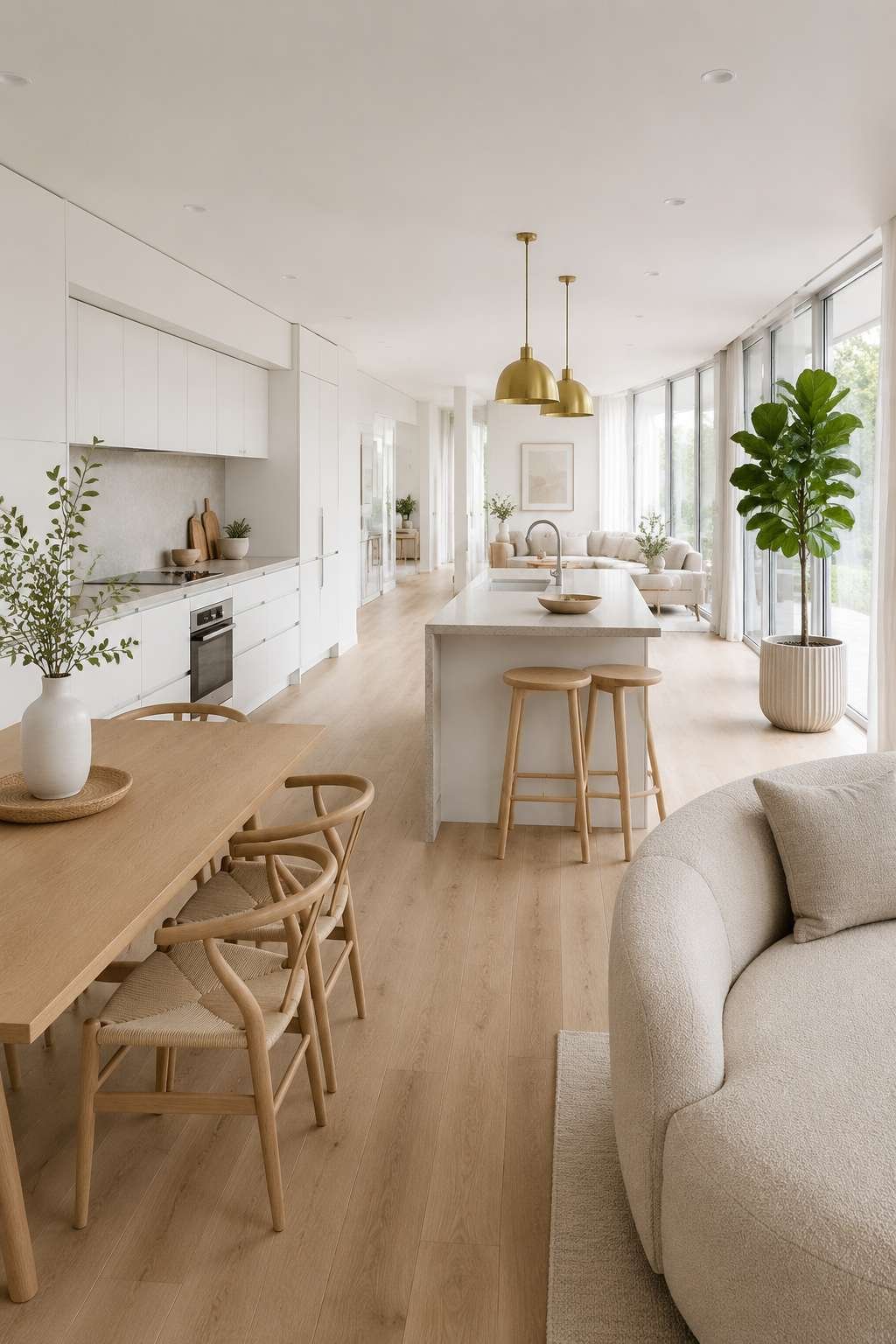 Scandinavian Open Kitchen With Seamless Indoor Flow
