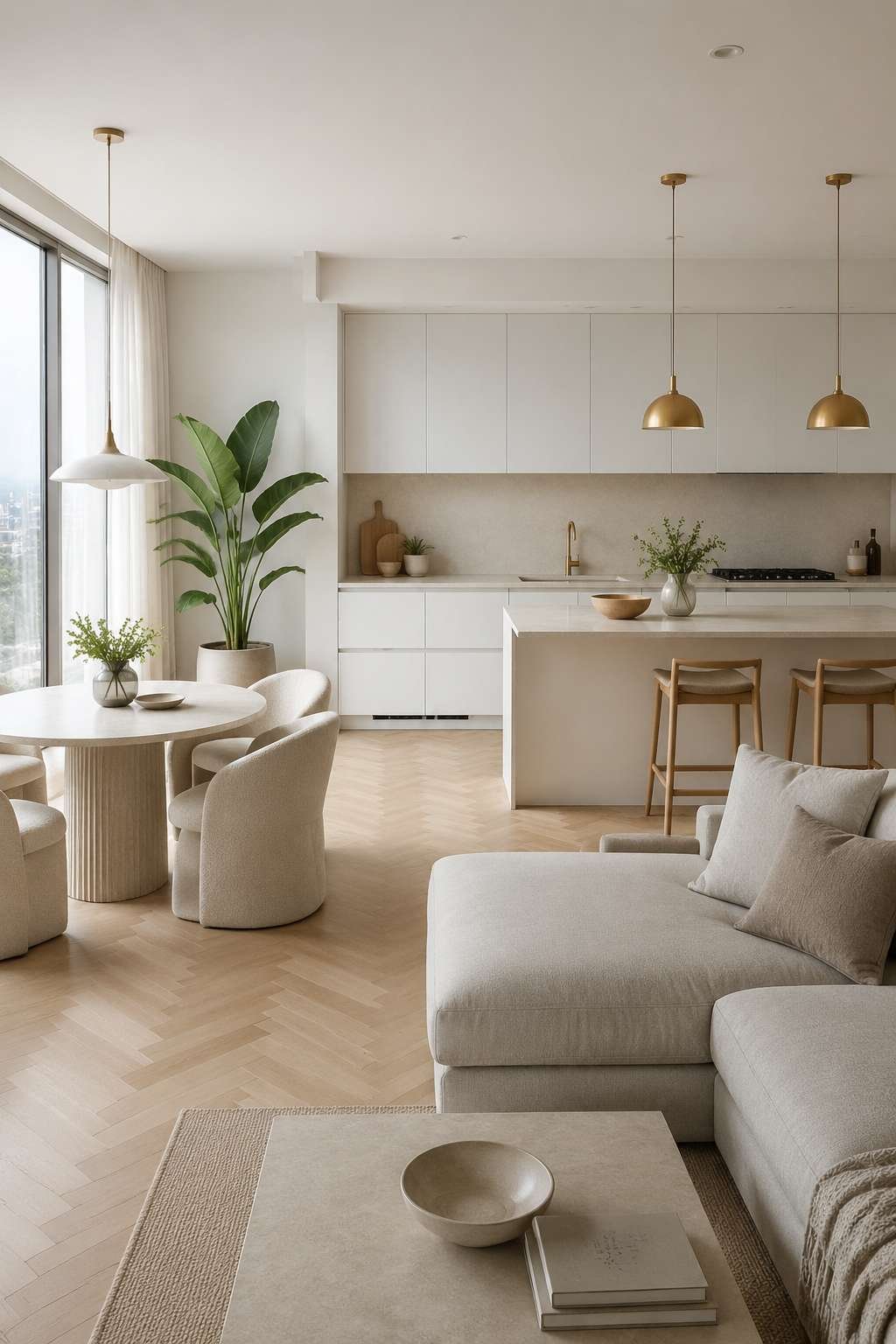 Scandinavian Open Kitchen With Seamless Indoor Flow