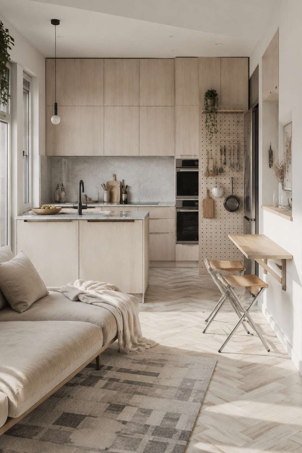Compact Apartment Open Kitchen With Intelligent Vertical Storage