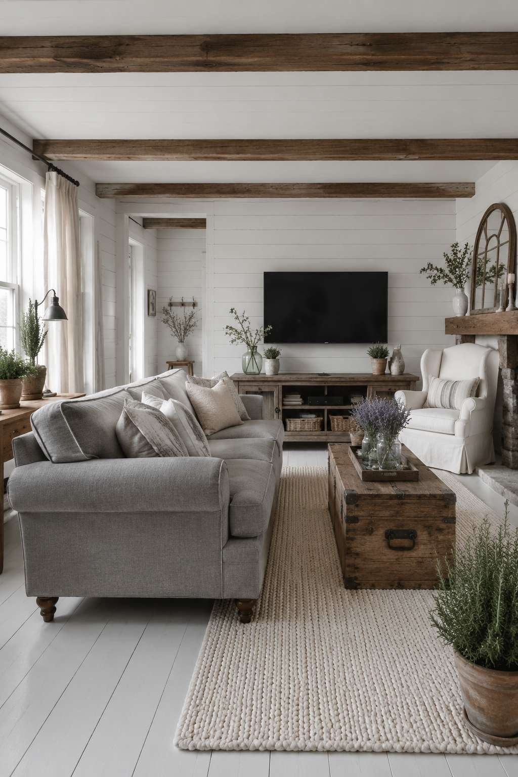 Farmhouse Charm: Rolled Arms, Reclaimed Wood, and Rural Warmth