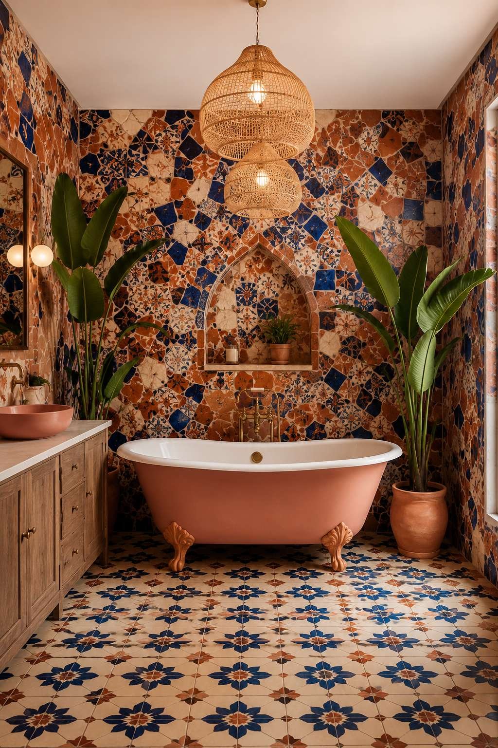 Colour and Craft: Maximalist Zellige Tiles and a Clawfoot Tub