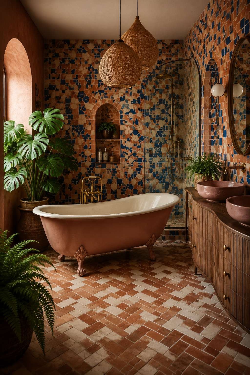 Colour and Craft: Maximalist Zellige Tiles and a Clawfoot Tub