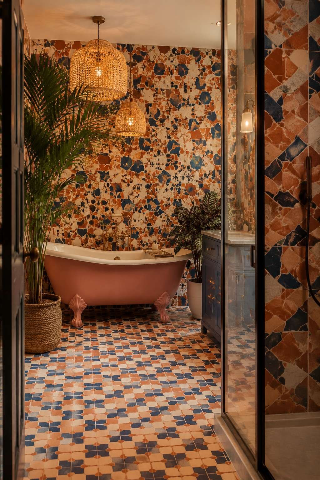 Colour and Craft: Maximalist Zellige Tiles and a Clawfoot Tub