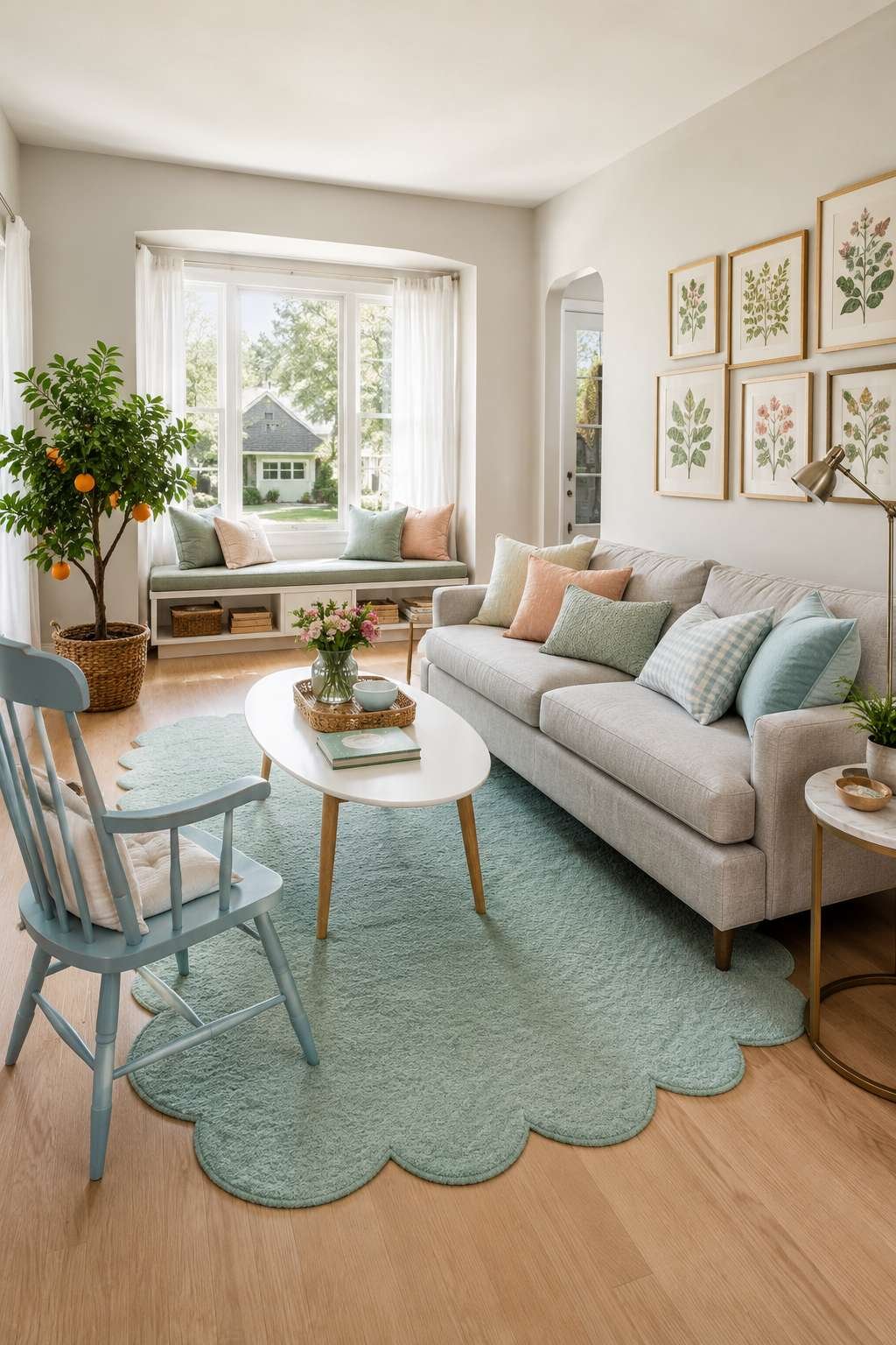 Bright Suburban Cheer: Botanical Prints, Bay Windows, and Family Joy