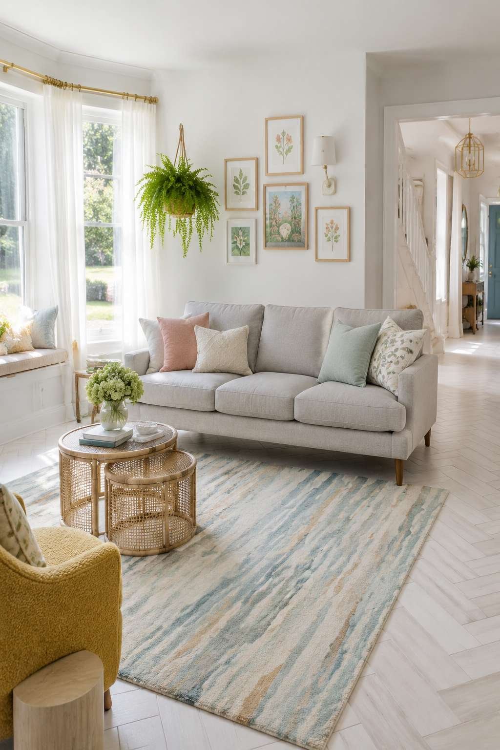 Bright Suburban Cheer: Botanical Prints, Bay Windows, and Family Joy
