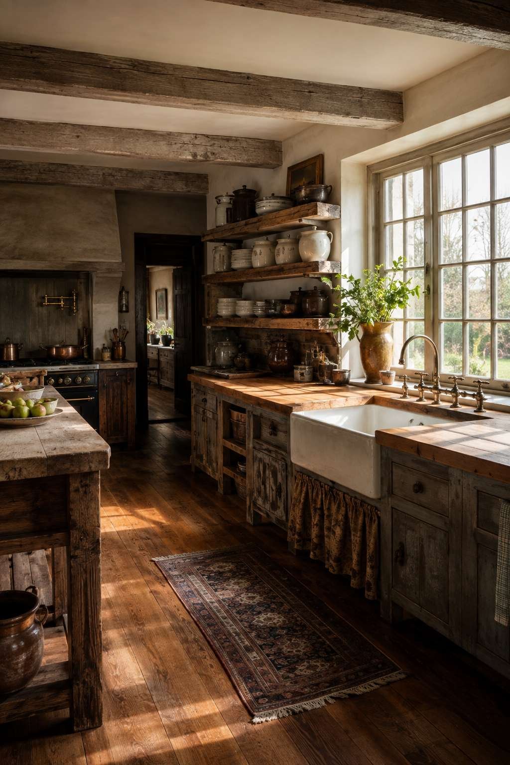 Exposed Beams and Barnwood Shelving: The Classic Rustic Kitchen