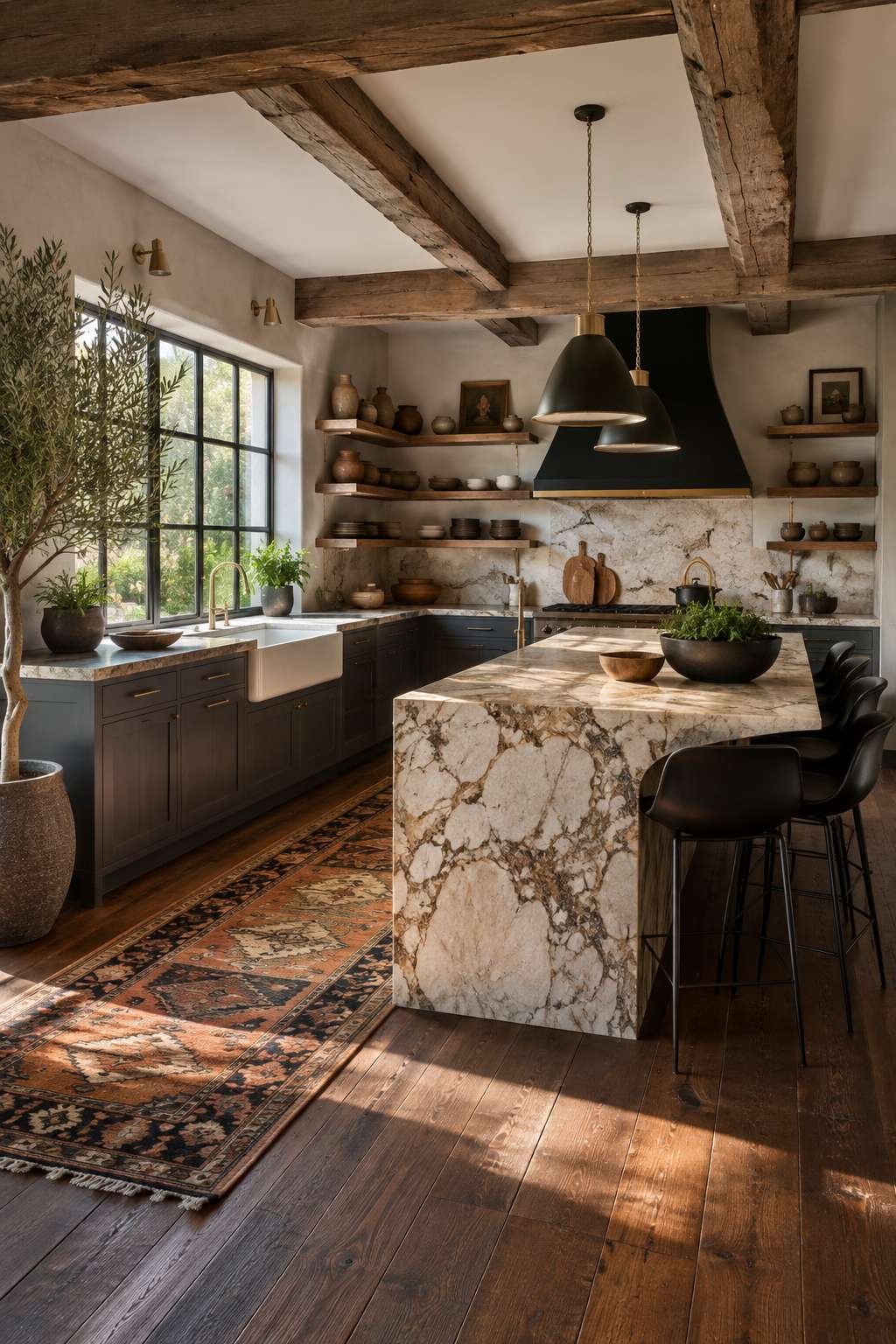 Exposed Beams and Barnwood Shelving: The Classic Rustic Kitchen