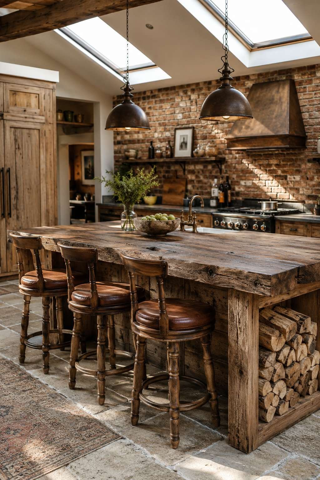 Scaffold Board Shelving and Steel Pipe Brackets: Industrial Rustic