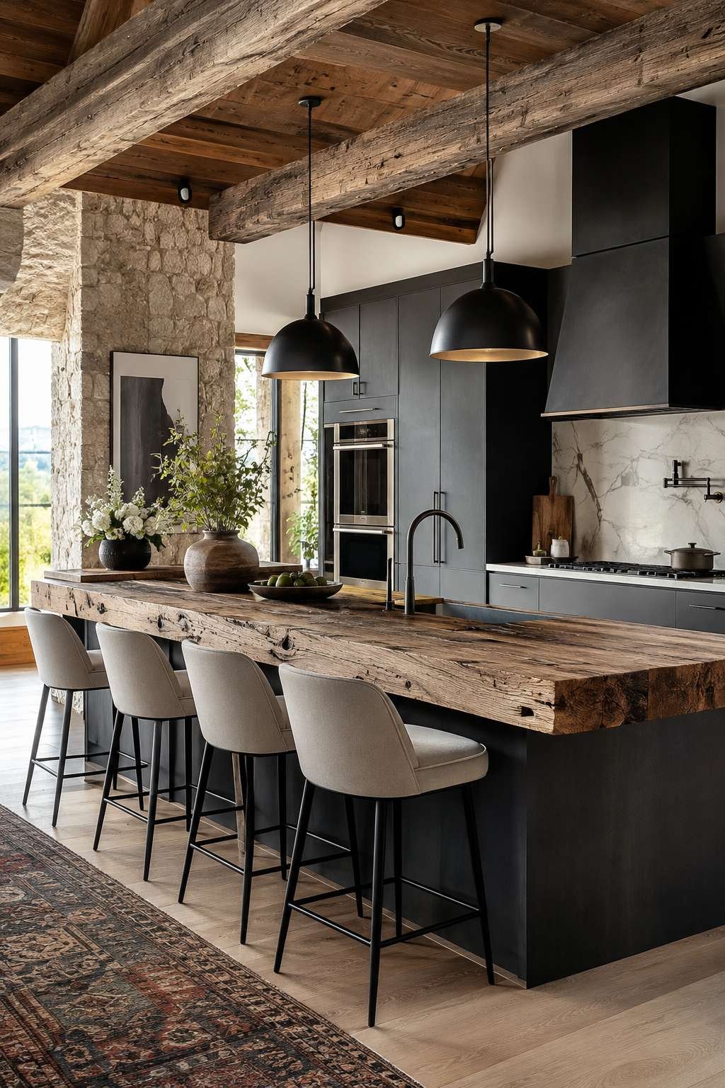 Scaffold Board Shelving and Steel Pipe Brackets: Industrial Rustic