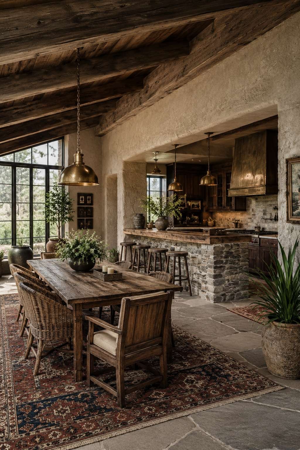 Sustainable Materials Kitchen: Slate, White Oak, and Stacked Stone