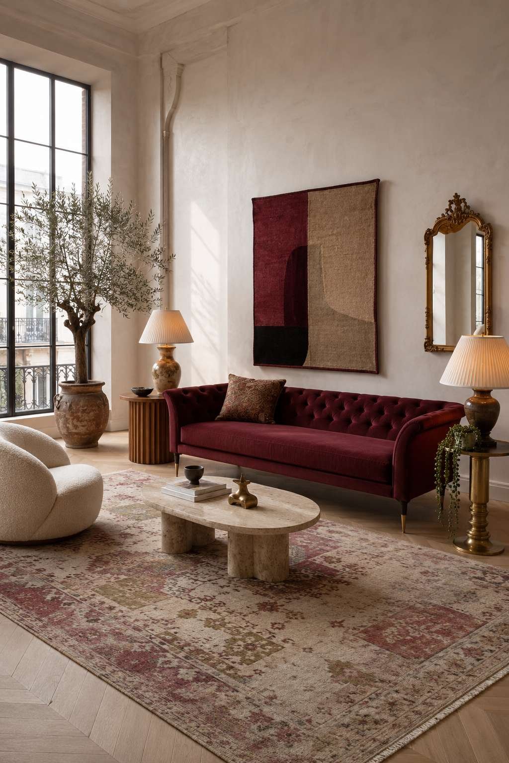 Eclectic Character: Tufted Chesterfield with Vintage and Contemporary Mix